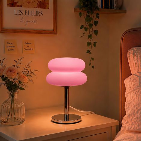 Nachttischlampen LED Tischlampe Dimmbar 3 Lichtfarben Schreibtisch Rosa (1/5)