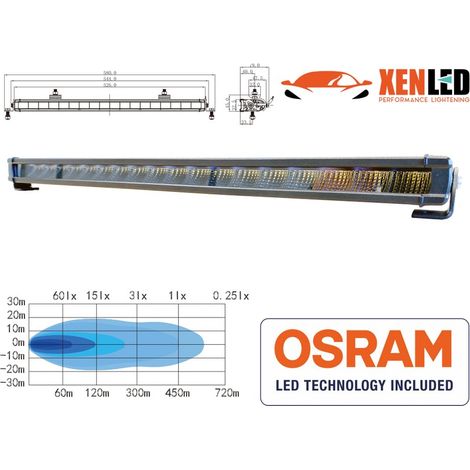 Barre LED XENLED - PROFIL RANGE 22 - 90W - Homologué R112 et R10 - 7000Lms LED OSRAM (1/5)