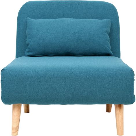 Poltrona letto convertibile in tessuto blu anatra AMIKO (1/4)