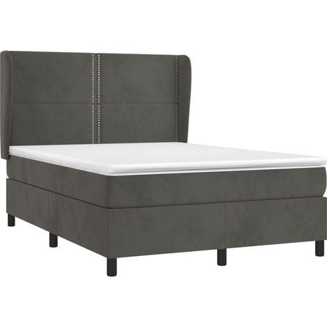 Sommier à lattes de lit et matelas Gris foncé 140x190cm Velours vidaXL (1/5)