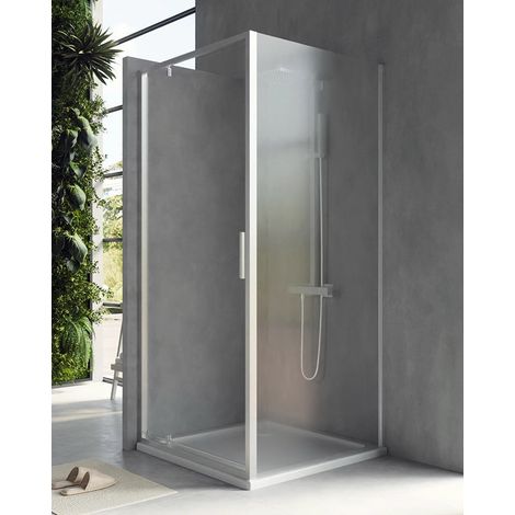 Box doccia 90x80 Rio a pivot vetro 6 mm trasparente H 195 cromo (1/5)