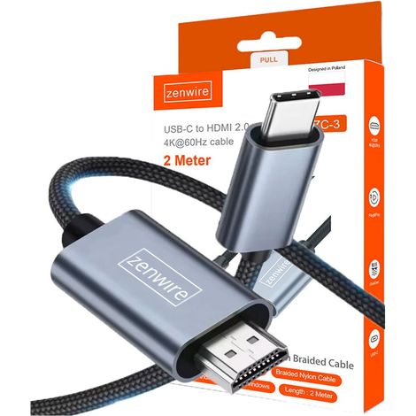 Adaptador de cable USB-C 3.1 Tipo C HDMI 2.0 4K 60Hz MHL 2m Zenwire ZC-3
