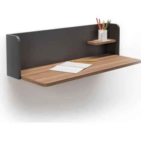 Bureau mural VALENCIA en mélamine – Dimensions 90x35cm – Étagère intégrée pour petits espaces – Design minimaliste – Herdasa (1/4)