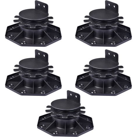 Lot de 5 bases décoratives - réglables en hauteur de 30 à 60 mm - en plastique - adaptées aux terrasses, sous-structures et panneaux de terrasse (1/4)