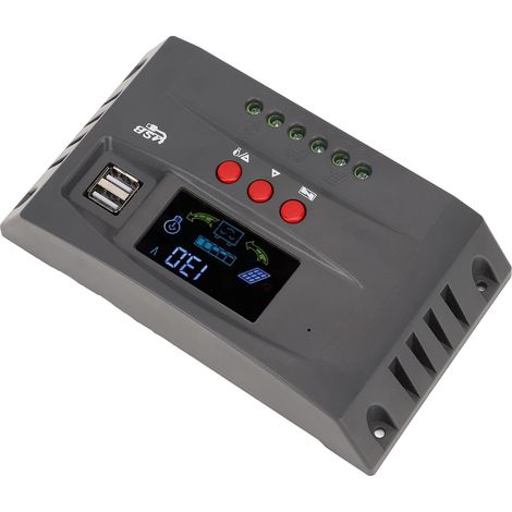 Contrôleur de charge solaire, charge de suivi MPPT, auto-adaptatif 12V/24V, avec écran LCD, régulateur de tension de panneau solaire, avec 2 ports USB CC, 20A. (1/5)