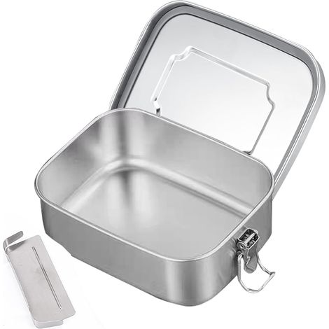 1200ml Boîte Bento DéJeuner Acier Inoxydable, Lunch Box Portable avec Compartiment Amovible, Boite Gouter Anti Fuite, Boîtes Alimentaire pour Enfants, Adultes, Ecole, Travail, Bureau, Voyage, Camping (1/5)