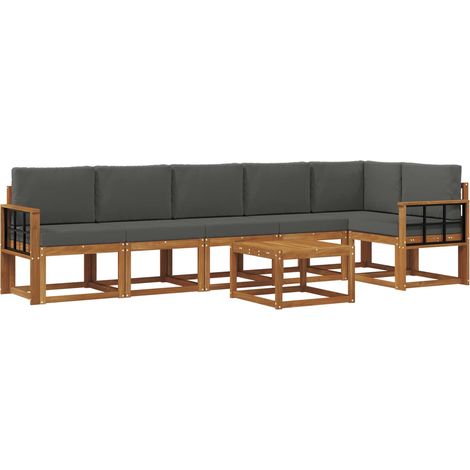 Conjunto de sofás de exterior 7 uds. Natural y Antracita vidaXL (1/5)