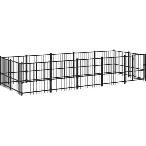 Gabbia per cuccia recinto per animali da esterno per cani in acciaio 9,38 m² nero 020041890
