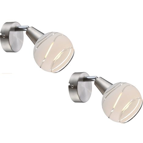 2er SET LED Wandstrahler mit Glasschirm satiniert, Breite 9,7cm