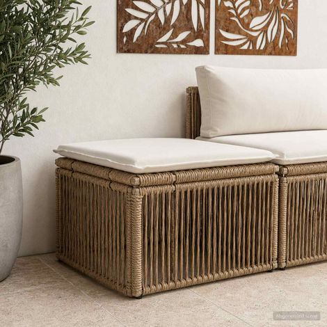 Teenpull – Fußhocker Beige Poly-Rattan (1/5)
