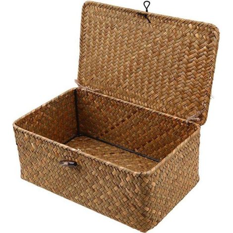 Panier Rangement - Rotin Naturel - 29 x 19 x 12 cm - Salle De Bain Cuisine Salon - 1 Pièce (1/5)
