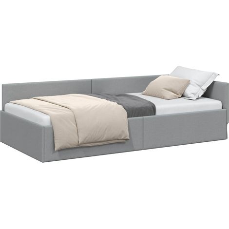 Estructura de cama en esquina Gris Claro 80 cm x 200 cm tela vidaXL