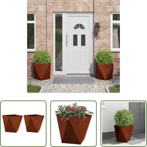 Terrassenpflanzer - Pflanzkübel 2 pcs Rostig 50 x 50 x 50 cm Wetterfeststahl (1/5)