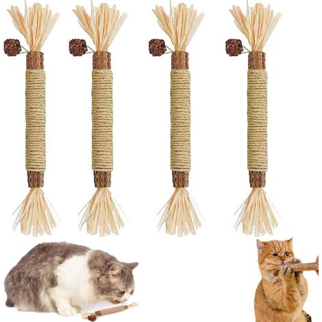 Bâtonnet à mâcher pour chat en corde de sisal jouet dentaire naturel (1/5)