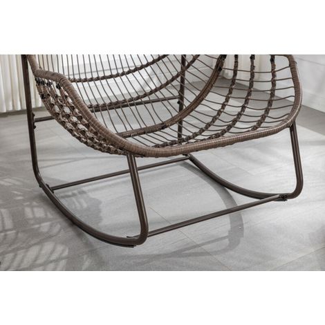 Chaise à bascule d’extérieur en rotin – Fauteuil inclinable, coussin rembourré, pour porche, salon, patio, jardin, gris – Relaxation confortable et élégante (1/5)