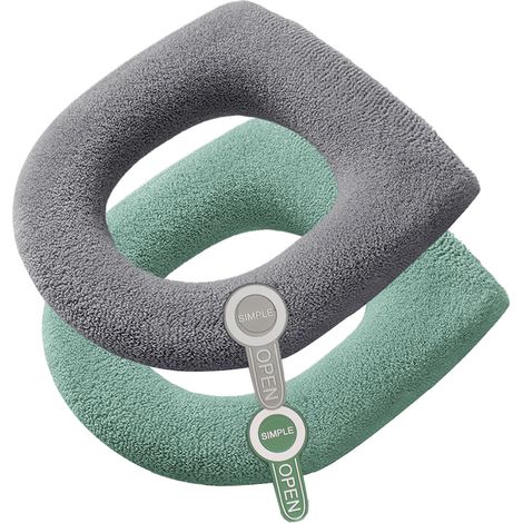 Couverture De Siège De Toilette - Tissu Épais Et Doux - Pour Sièges Ronds Et Allongés - Réutilisable - 2 Pièces (1/5)