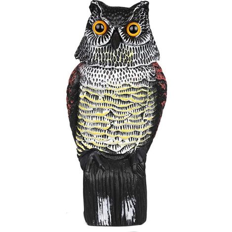 Hibou leurre, Statue de hibou à tête rotative, avec différents appels, utilisé pour chasser les oiseaux, convient aux jardins, à l'extérieur (1/5)