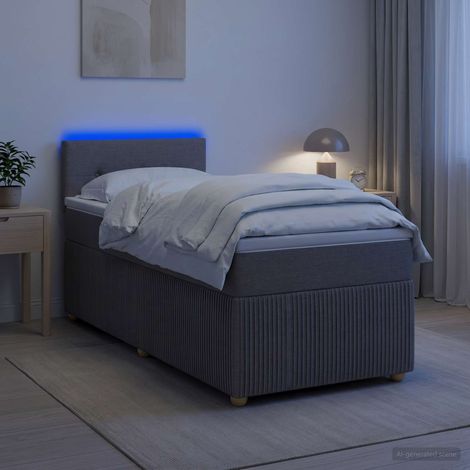 Cama box spring con colchón con tiras LED Topo 80 x 200 cm Tela (1/5)