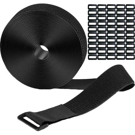 10 m Klettband mit 50 Schlaufen, wiederverschließbare Kabelbinder, beliebig zuschneidbar, Klett-Kabelbinder, Klettstreifen für Zuhause, Büro und Garten (2 cm breit) (1/5)