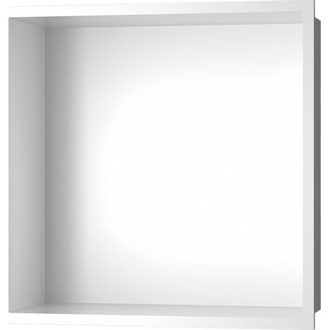 Kibath Hornacina Empotrada De Baño cuadrada de acabado blanco mate fabricado en acero inoxidable (1/5)