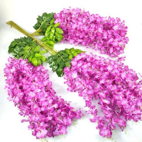Guirlande Glycine Artificielle - Soie et Plastique - 12 Pièces - 110 cm - Mauve (1/5)
