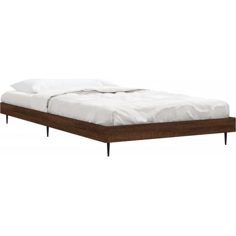 Bed Frame without Mattress Brown Oak 90x200 cm Engineered Wood vidaXL (1/4)