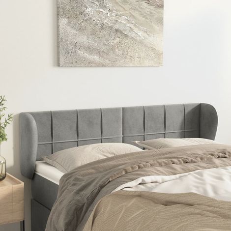 Kopfteil mit Ohren Hellgrau 147x23x78/88 cm Samt (1/5)