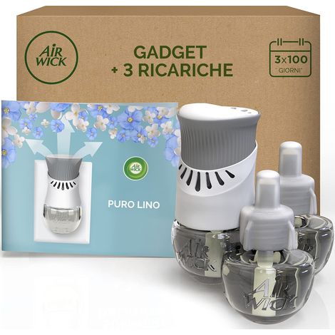 Airwick Diffusore Elettrico di Oli Essenziali, 1 Profumatore per Ambienti Elettrico e 3 Ricariche alla Fragranza Puro Lino con Oli Essenziali (1/5)