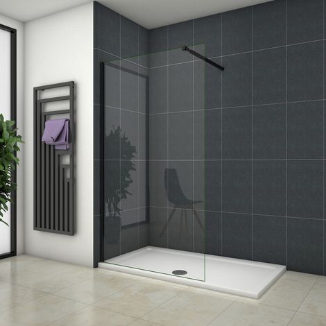 Ocean Sanitaire – Paroi de douche à l'italienne 70x200cm – Verre de sécurité 8mm anti-calcaire – Profilé noir mat – Accès adapté PMR – Montage réversible (1/4)