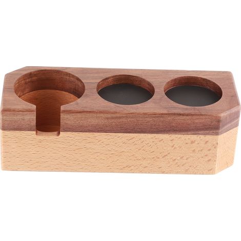 Support de tamis en bois épais antidérapant, élégant support multifonction pour porte-filtre 51/54/58mm, distributeur grand format (1/5)
