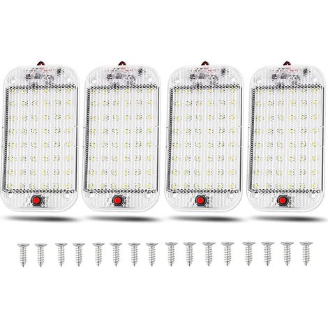 4 Pices 12v Lumires Intrieure Led Lampe Eclairage Voiture Lumineuse 48 Led Avec Interrupteur Marche/arrt Pour Van Camping Bateau (1/5)