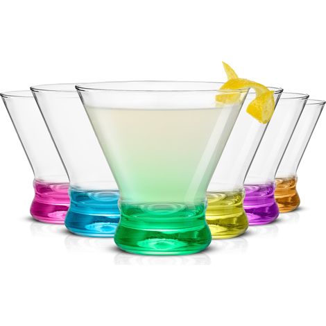 Verres à Martini de 20 cl (7 oz) à base colorée, lot de 6 (1/5)
