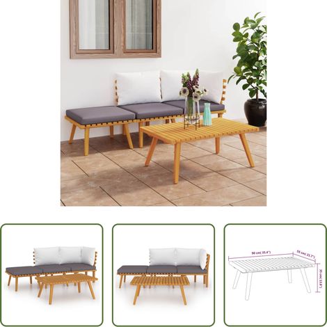 vidaXL Mobilier extérieur - Salon de jardin 4 pcs avec coussins Bois d'acacia solide (1/5)