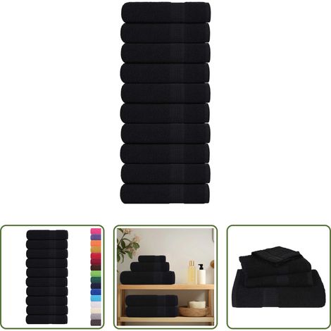 vidaXL Frottiertuch -  Handtücher FROGN 10 Stk. Schwarz 50x100 cm 360 g/m² (1/5)