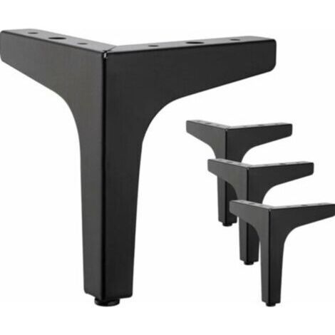 Pieds de meubles lot de 4 - Pieds métal noir 10cm pour canapé, table, TV et armoire (1/4)