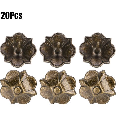 20 attaches décoratives de style rétro à motif de trèfle à quatre feuilles épaissies pour canapés, 20 x 22 mm. (1/5)