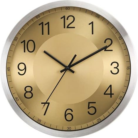 Horloge murale, Horloge silencieuse moderne, Horloge à piles 30,5 cm avec grand affichage numérique, Idéale pour le salon, la cuisine et le bureau, 30,5 cm, Or (1/4)
