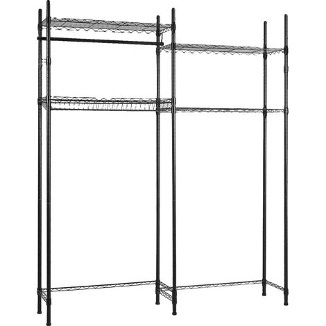 Estante de almacenamiento para colocar sobre la lavadora y la secadora, estantes ajustables, estructura metálica resistente, 2 filas, 4 niveles, color negro. (1/2)