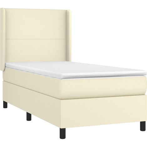 Giroletto a Molle con Materasso Crema 100x200 cm in Similpelle vidaXL (1/4)