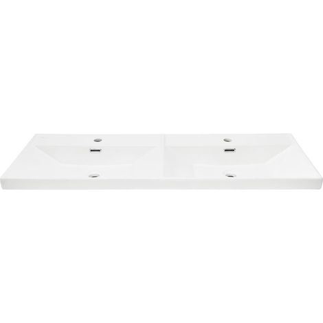 B-Way 121x46 cm double vasque semi-encastrée en céramique, pour meuble de salle de bain SATEVO120NA, blanc (SATBW212046)