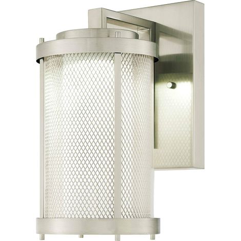 63183 Apparecchiatura da parete da esterno LED a luce singola, finitura in nichel spazzolato con maglia, vetro trasparente e smerigliato (1/5)
