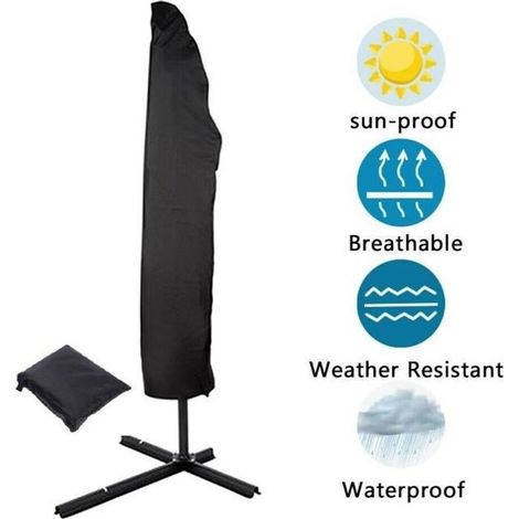 Housse de protection pour parasol Noir 205cmx25x57x48cm (1/4)