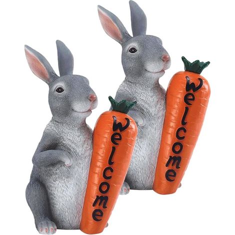royaluxe -2 pièces Statue de Lapin Décorative Objets de Collection Sculptures d'Animaux Statue de Jardin de Lapin Décorations de Jardin de Lapin Décorations de Cour de Lapin Décorations de Jardin de C (1/5)