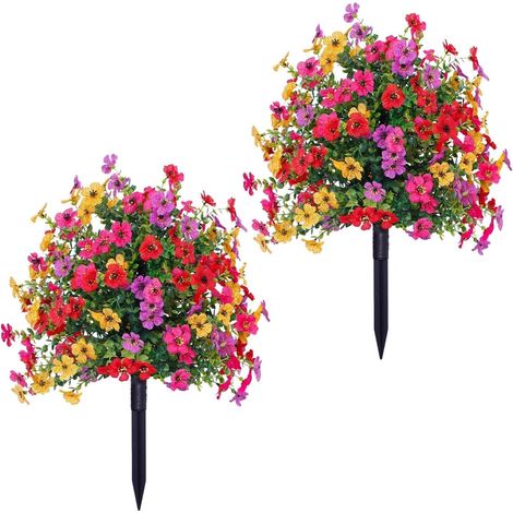 Pack of 2 Artificial Boxwood Ball Tree with Ground Spike, 58.4 cm Artificial Flowers Shrubs UV-Resistant Artificial Plant for Planters, Wedding, Balcony, Garden, Patio, Porch, Spring Decoration (1/5)