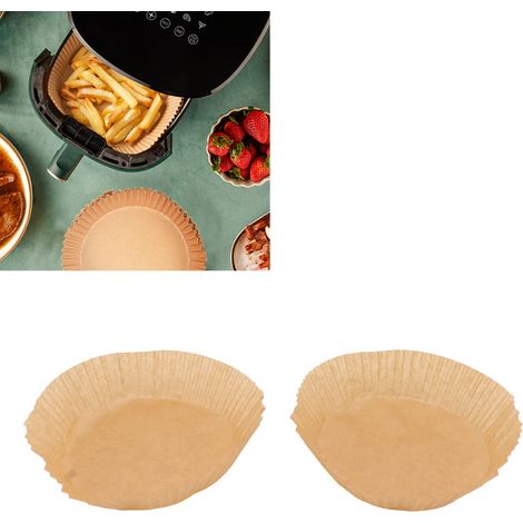 Paquet de 100 feuilles rondes de papier absorbant pour friteuse à air de 6,3 pouces, papier de cuisson résistant aux hautes températures, tapis de papier anti-graisse pour rôtir la viande. (1/5)