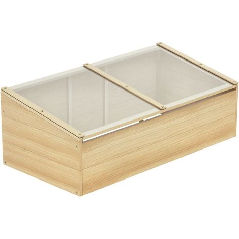 Outsunny Serre en Bois Châssis Froid Miniature pour Balcon Terrasse, 100x50x35 cm, Abri de Jardin Naturel en Sapin avec Panneaux Polycarbonate