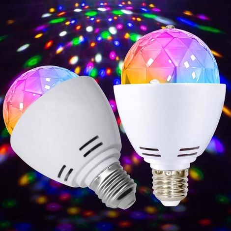 longziming - Lot de 2 guirlandes lumineuses LED Disco E27 3W – Projecteur RGB rotatif à 360° – Ampoule décorative pour fêtes, mariages, anniversaires et Noël (1/5)