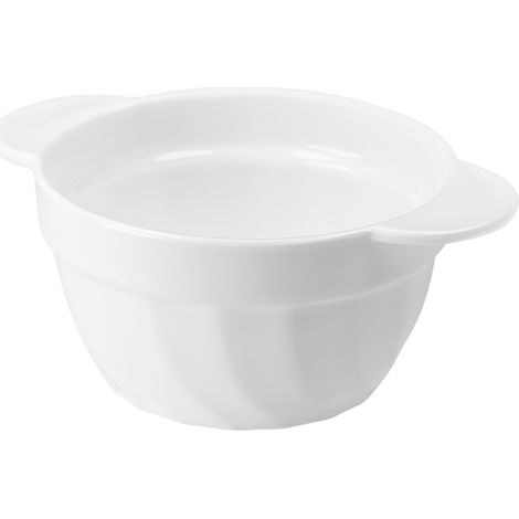 Olla para caldo, cuenco, ensaladera, vaso con asas, blanco, 650 ml, vidrio blanco