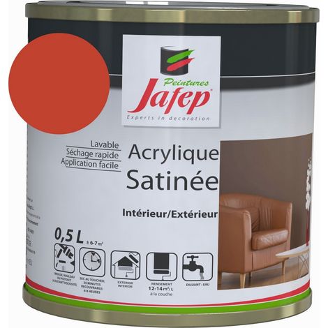 Peinture acrylique satinée rouge vif Jafep 0,5 L