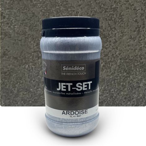 Peinture décorative effet métallisé avec billes de verre – JET SET 1L pour 10m² Coloris Ardoise (1/5)